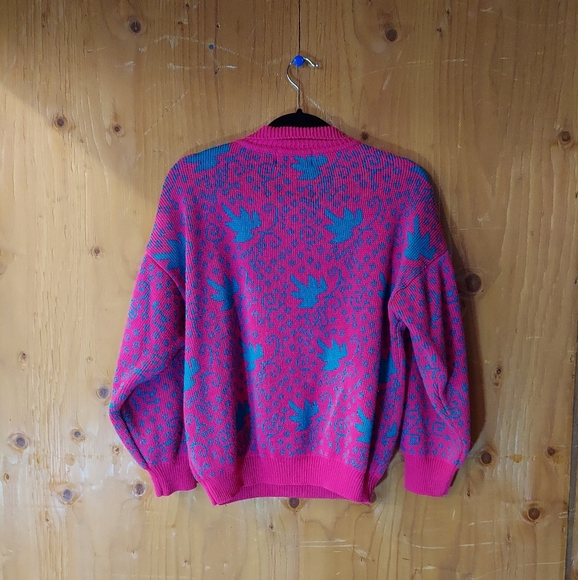Stevemor Vintage Pink & Turquoise Pullover Knit Sweater - Picture 2 of 7